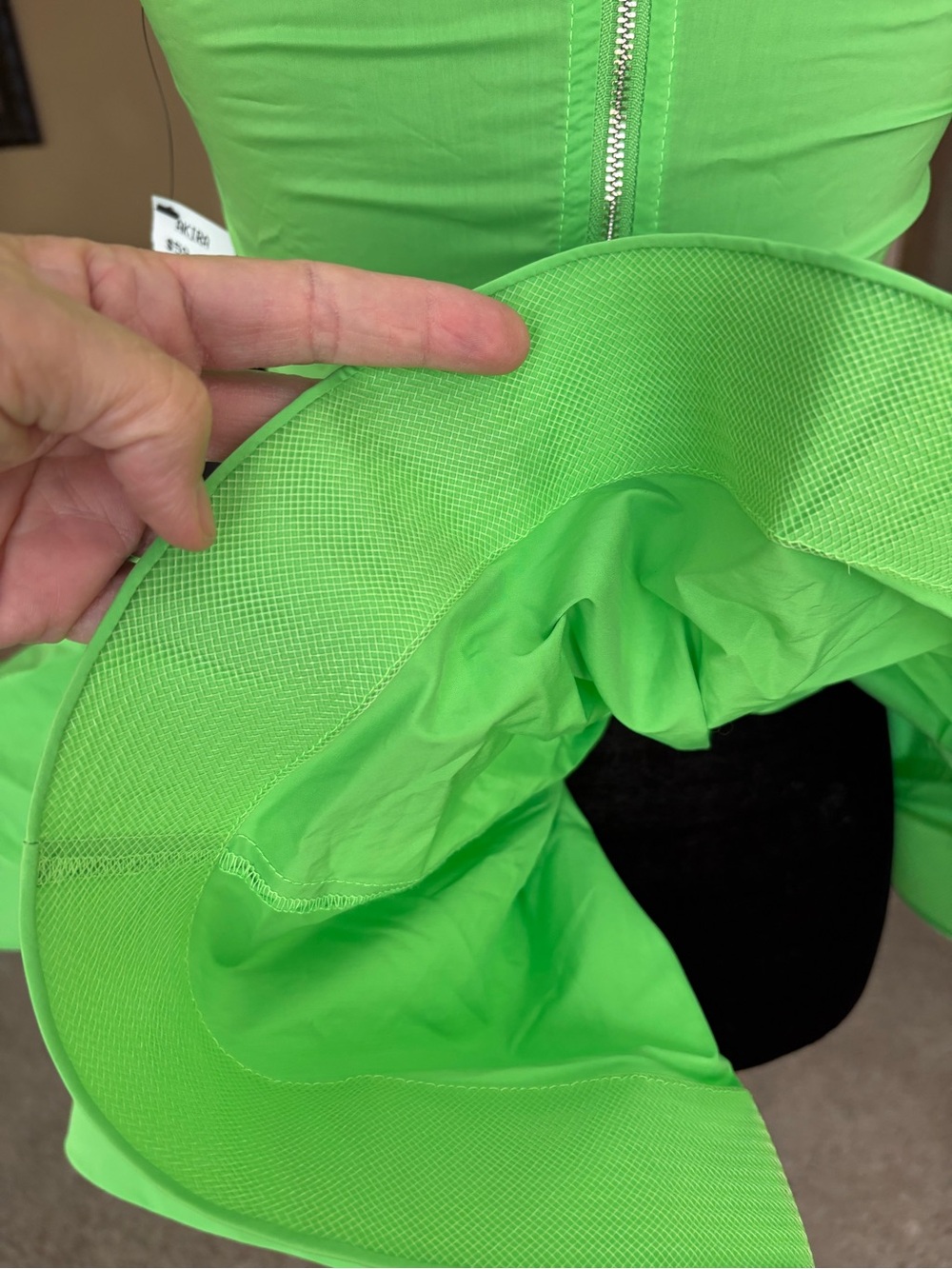AKIRA Neon Green Sleeveless Blouse with Ruffle Hem - Picture 7 of 9
